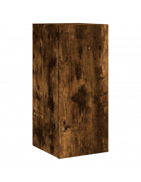 Mobili TV a Parete con Luci LED 2pz Rovere Fumo 30,5x35x70 cm
