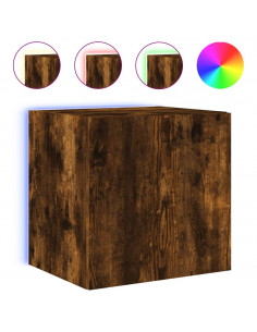 Mobili TV a Parete con Luci LED 2pz Rovere Fumo 40,5x35x40 cm 2