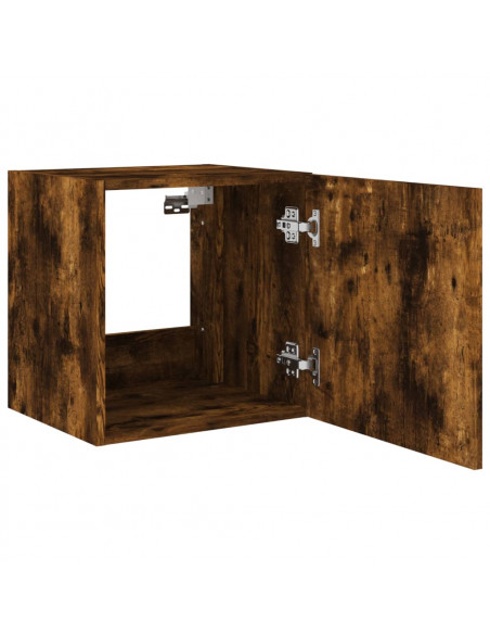 Mobili TV a Parete con Luci LED 2pz Rovere Fumo 40,5x35x40 cm