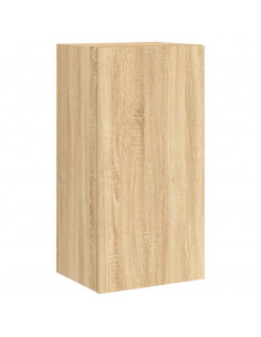 Mobile TV a Parete con Luci LED Rovere Sonoma 40,5x35x80 cm 2