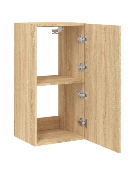 Mobile TV a Parete con Luci LED Rovere Sonoma 40,5x35x80 cm