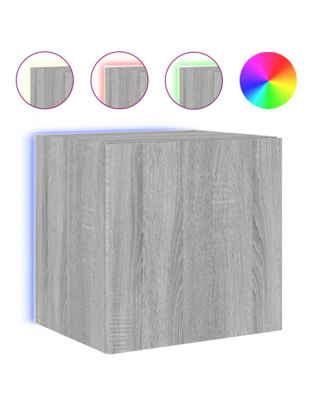 Mobili TV a Parete con Luci LED 2pz Grigio Sonoma 40,5x35x40 cm
