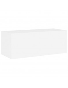 Mobile TV a Parete con Luci LED Bianco 80x35x31 cm 2