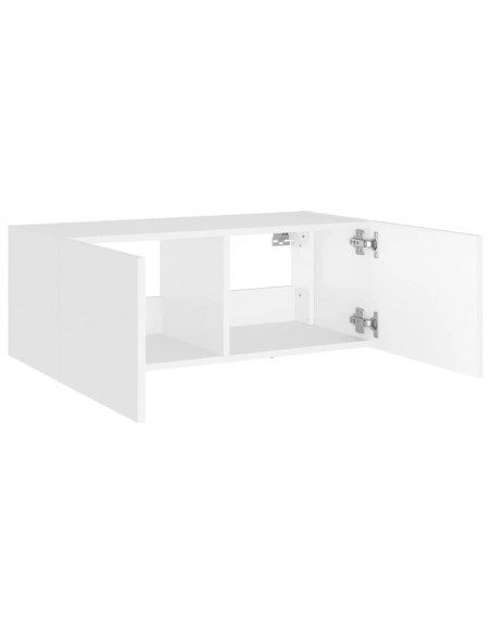Mobile TV a Parete con Luci LED Bianco 80x35x31 cm
