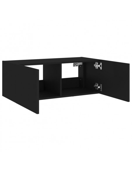 Mobile TV a Parete con Luci LED Nero 80x35x31 cm