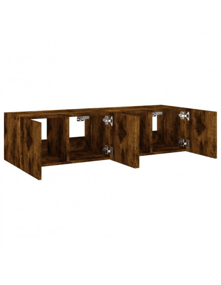 Mobili TV a Parete con Luci LED 2pz Rovere Fumo 60x35x31 cm