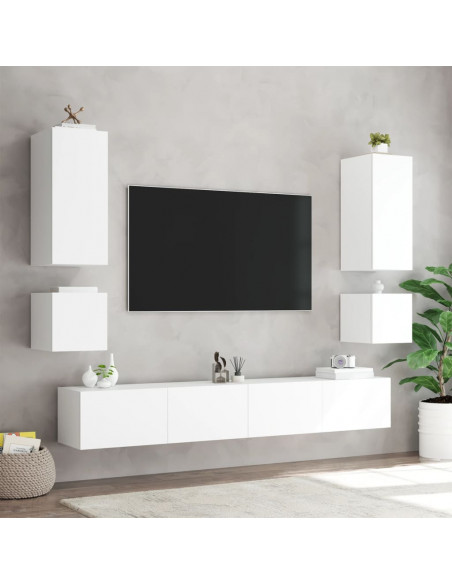 Mobile TV a Parete con Luci LED Bianco 100x35x31 cm