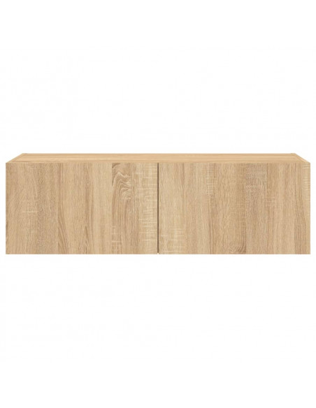 Mobile TV a Parete con Luci LED Rovere Sonoma 100x35x31 cm