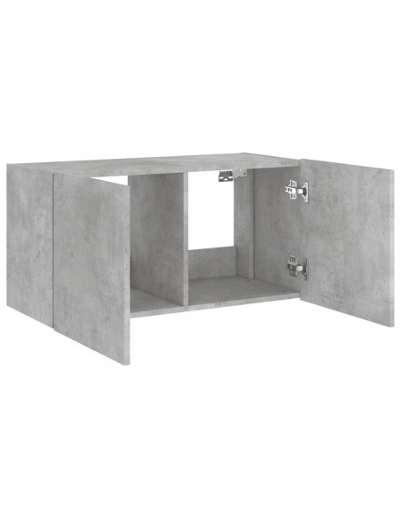 Mobile TV a Parete con Luci LED Grigio Cemento 80x35x41 cm