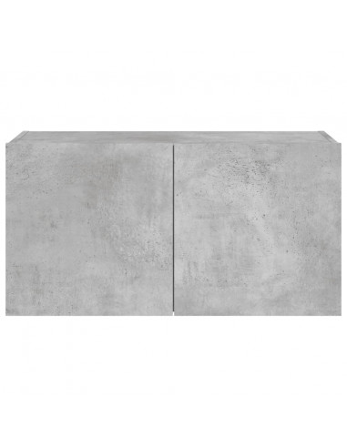 Mobile TV a Parete con Luci LED Grigio Cemento 80x35x41 cm