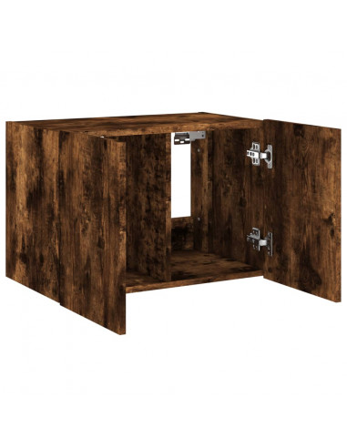 Mobile TV a Parete con Luci LED Rovere Fumo 60x35x41 cm