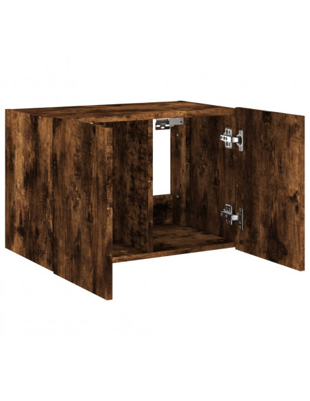 Mobile TV a Parete con Luci LED Rovere Fumo 60x35x41 cm