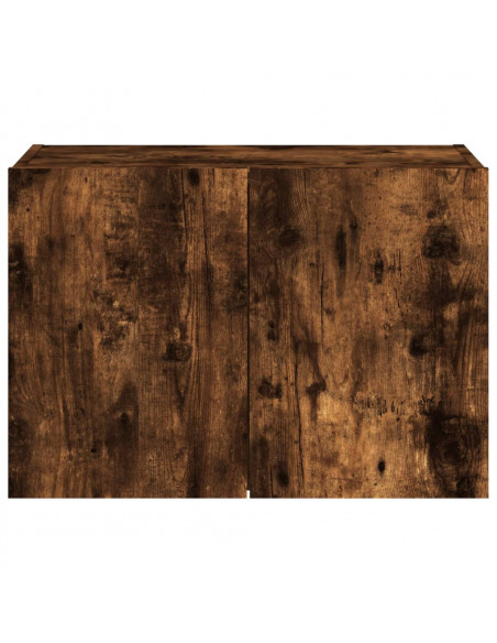Mobile TV a Parete con Luci LED Rovere Fumo 60x35x41 cm