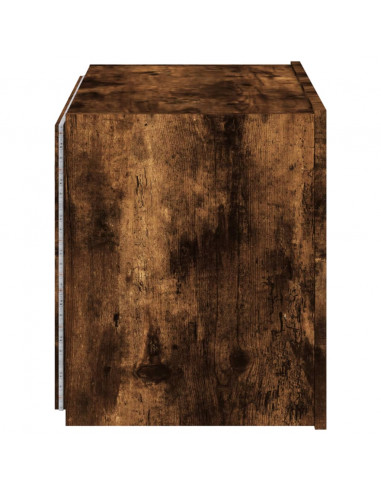 Mobile TV a Parete con Luci LED Rovere Fumo 60x35x41 cm