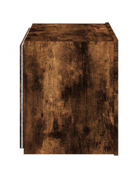 Mobile TV a Parete con Luci LED Rovere Fumo 60x35x41 cm