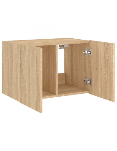 Mobile TV a Parete con Luci LED Rovere Sonoma 60x35x41 cm