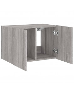 Mobile TV a Parete con Luci LED Grigio Sonoma 60x35x41 cm 2