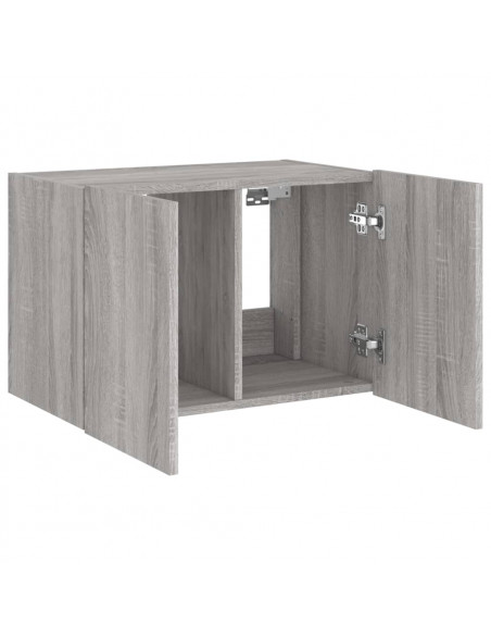 Mobile TV a Parete con Luci LED Grigio Sonoma 60x35x41 cm