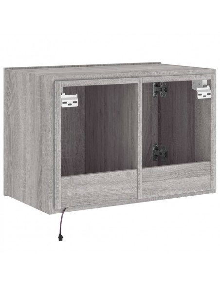Mobile TV a Parete con Luci LED Grigio Sonoma 60x35x41 cm