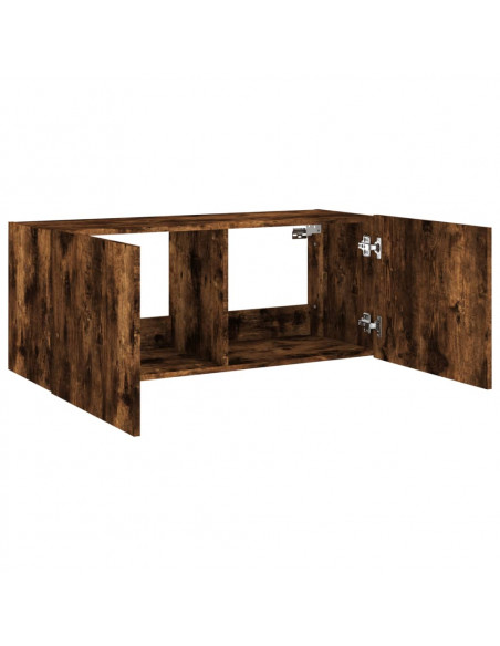 Mobile TV a Parete con Luci LED Rovere Fumo 100x35x41 cm