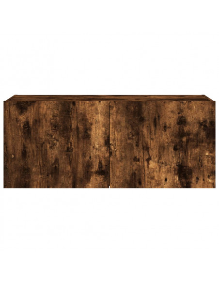 Mobile TV a Parete con Luci LED Rovere Fumo 100x35x41 cm