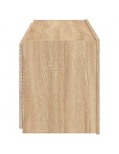 Mobile TV a Parete con Luci LED Rovere Sonoma 100x35x41 cm