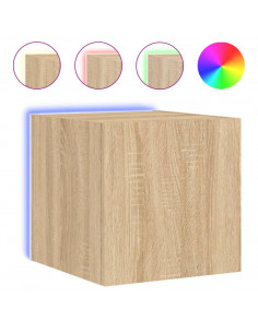 Mobili TV a Parete con Luci LED 2pz Rovere Sonoma 30,5x35x30 cm 2