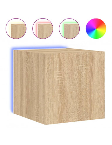 Mobili TV a Parete con Luci LED 2pz Rovere Sonoma 30,5x35x30 cm