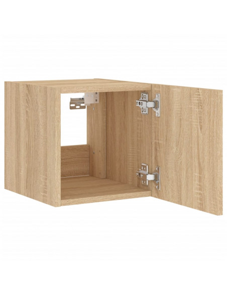 Mobili TV a Parete con Luci LED 2pz Rovere Sonoma 30,5x35x30 cm