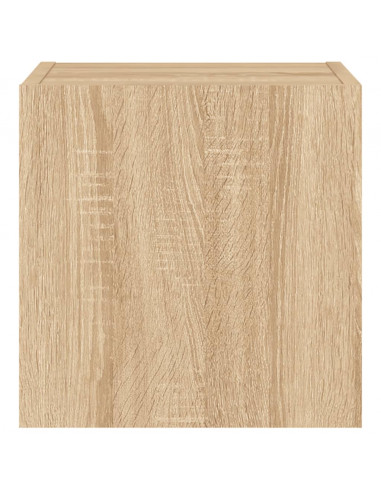 Mobili TV a Parete con Luci LED 2pz Rovere Sonoma 30,5x35x30 cm