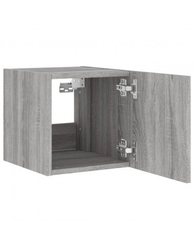 Mobile TV a Parete con Luci LED Grigio Sonoma 30,5x35x30 cm