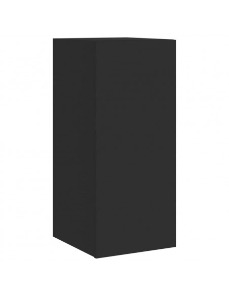 Mobili TV a Parete con Luci LED 2pz Neri 30,5x35x70 cm