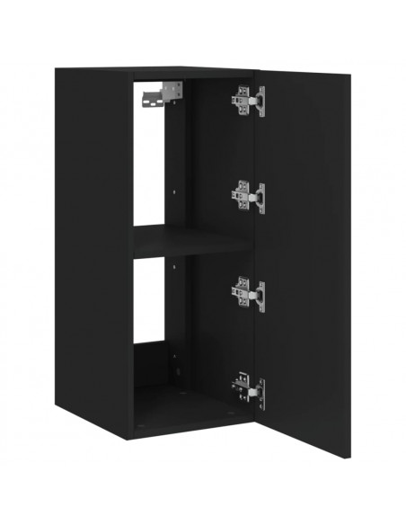 Mobili TV a Parete con Luci LED 2pz Neri 30,5x35x70 cm