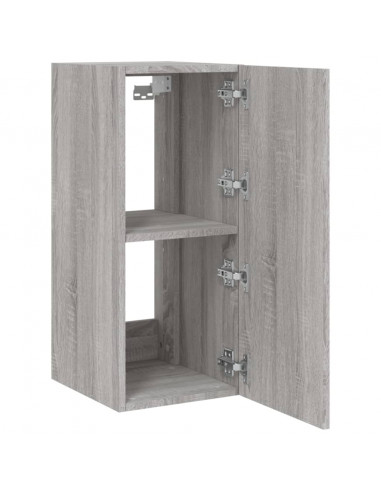 Mobile TV a Parete con Luci LED Grigio Sonoma 30,5x35x70 cm