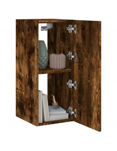 Mobile TV a Parete con Luci LED Rovere Fumo 30,5x35x70 cm 2