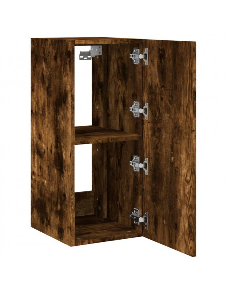 Mobile TV a Parete con Luci LED Rovere Fumo 30,5x35x70 cm