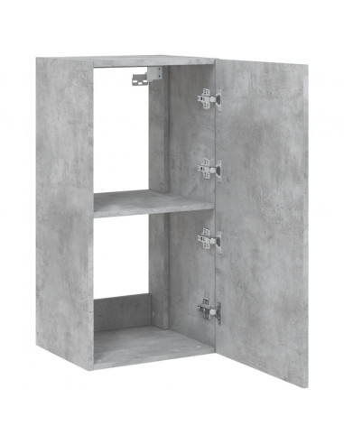 Mobile TV a Parete con Luci LED Grigio Cemento 40,5x35x80 cm