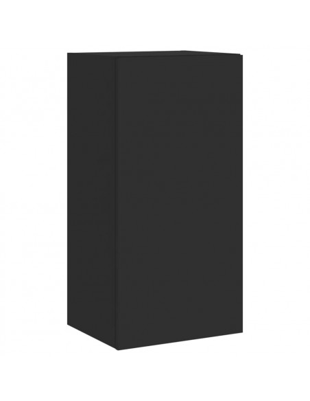 Mobile TV a Parete con Luci LED Nero 40,5x35x80 cm