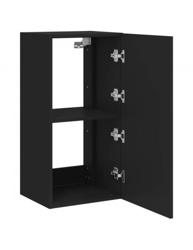 Mobile TV a Parete con Luci LED Nero 40,5x35x80 cm