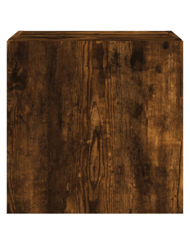 Mobile TV a Parete con Luci LED Rovere Fumo 40,5x35x40 cm