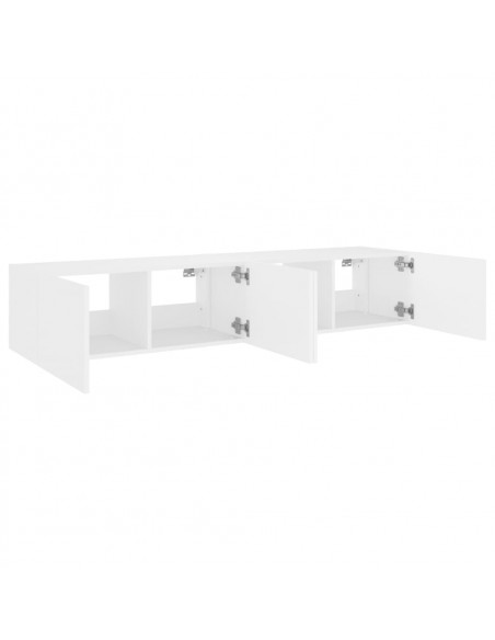 Mobili TV a Parete con Luci LED 2pz Bianchi 80x35x31 cm
