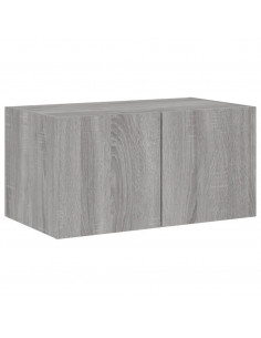 Mobile TV a Parete con Luci LED Grigio Sonoma 60x35x31 cm 2