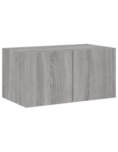 Mobile TV a Parete con Luci LED Grigio Sonoma 60x35x31 cm