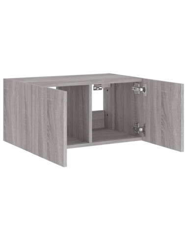 Mobile TV a Parete con Luci LED Grigio Sonoma 60x35x31 cm