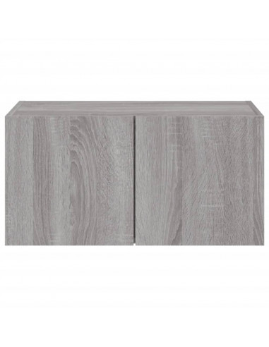 Mobile TV a Parete con Luci LED Grigio Sonoma 60x35x31 cm