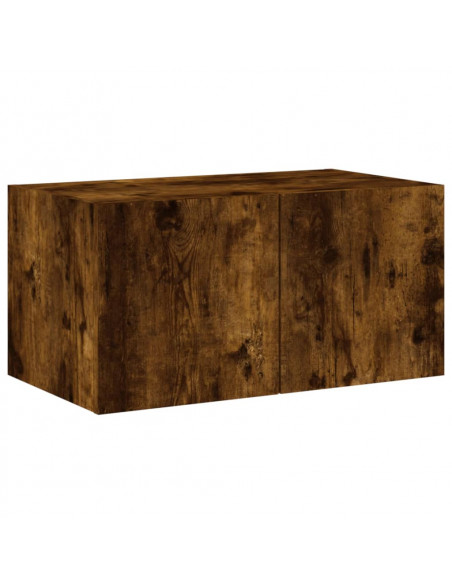 Mobile TV a Parete con Luci LED Rovere Fumo 60x35x31 cm