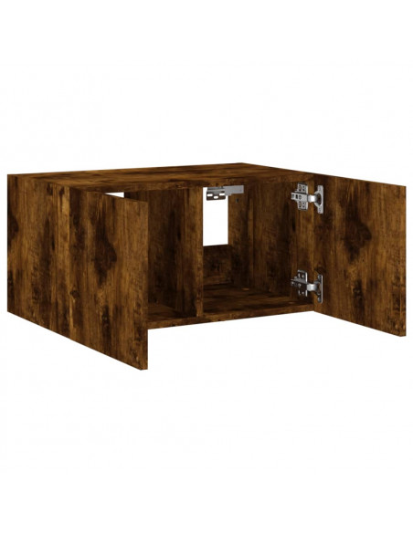 Mobile TV a Parete con Luci LED Rovere Fumo 60x35x31 cm
