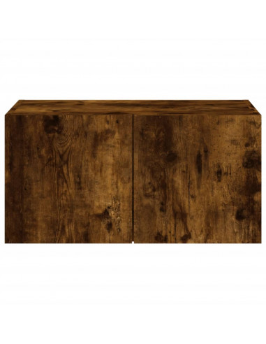 Mobile TV a Parete con Luci LED Rovere Fumo 60x35x31 cm