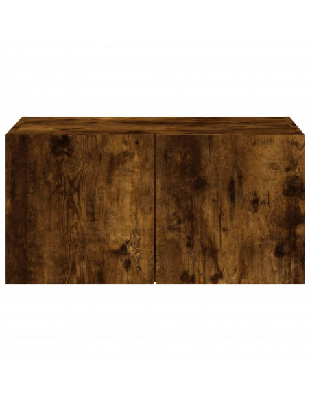 Mobile TV a Parete con Luci LED Rovere Fumo 60x35x31 cm
