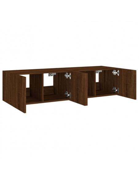 Mobili TV a Parete con Luci LED 2pz Rovere Marrone 60x35x31 cm